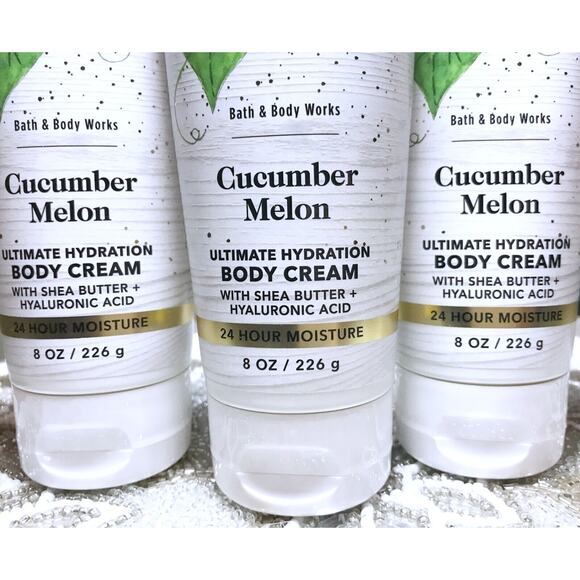 Bath & Body Works Crisp Cucumber Melon 8oz Ultimate Hydration Body Cream (x3) - Picture 2 of 5